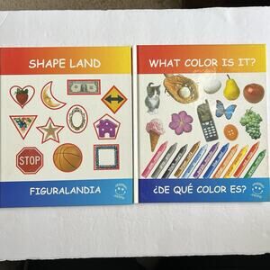 Set of 2 Bilingual Teaching Books English Spanish Shapes and Colors Hardcover